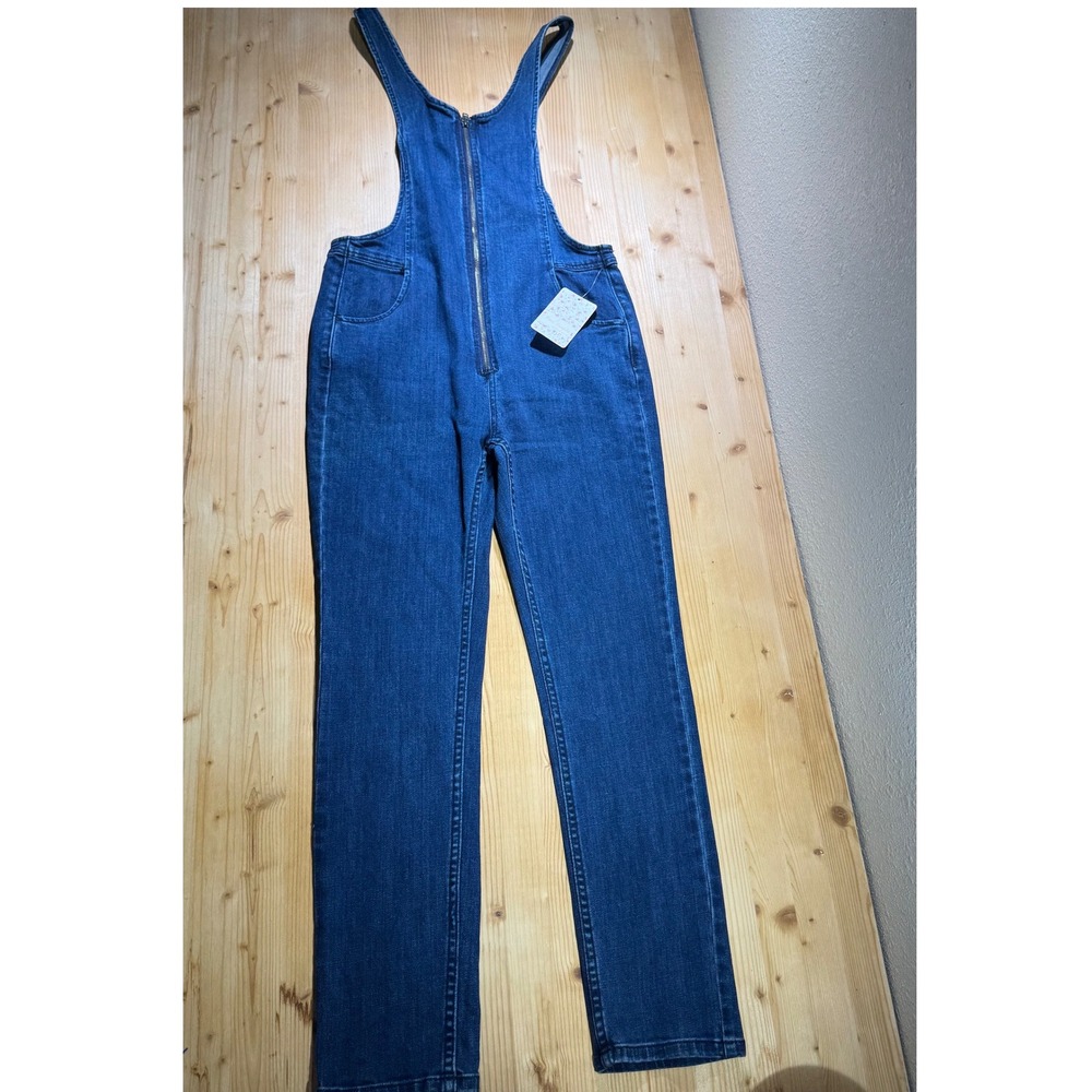 NWT Free People Denim Jumpsuit Sleeveless‎ Blue Size 4 Boho Y2K Soft girl HTF